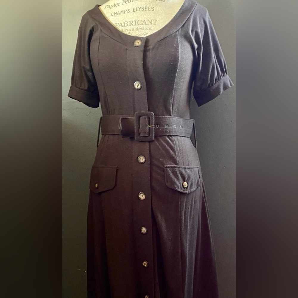The Limited Dark Brown Midi Dress with Button Detail - Picture 6 of 6
